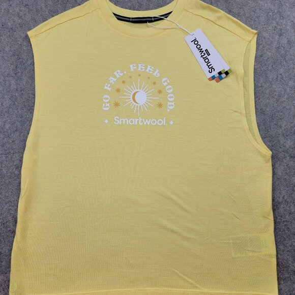 Smartwool Go Far Feel Good Active Muscle Tank Womens Size Small Canary Yellow - Picture 1 of 13